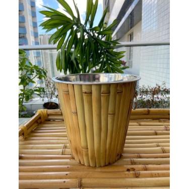 Imagem de Balde de gelo de inox com bambu - Bella donna decor