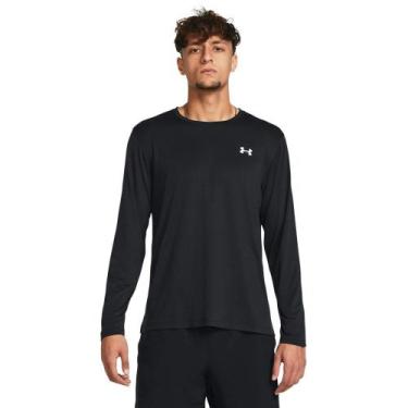 Imagem de Camiseta de Corrida Masculina Under Armour Launch Manga Longa, Preto, 