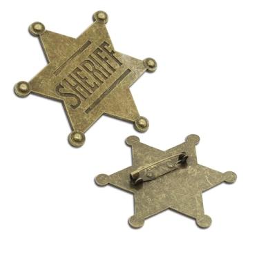 Imagem de Pacote com 2/12/25 broches de xerife para crianças tamanho grande - Broche de crachá PD para sala de aula de escola, acessório de encenação de detetive, artigos de festa de aniversário, 1.4inch,