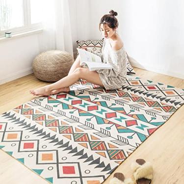 Imagem de jia cool Tapete de algodão com decoração boêmia, com mão - tapete Boho Chic - peça tribal decorativa para sua sala de estar, quarto, pátio ou quarto de crianças 47 x 180 cm