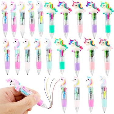 Imagem de 24 canetas esferográficas retráteis de unicórnio, minicanetas de unicórnio coloridas e fofas de desenho animado, canetas esferográficas retráteis, para crianças, presentes de volta às aulas,