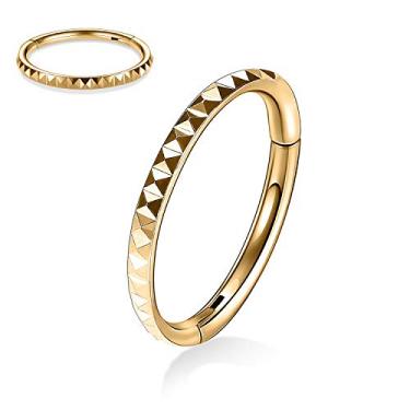 Imagem de FUNLMO Anel de nariz articulado de aço cirúrgico 316L argola septo tragus helix torre concha daith piercing joias cartilagem argola brinco pirâmide cortes, Metal, Sem Pedra Preciosa