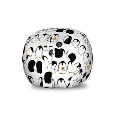 Imagem de Ambesonne Bolsa de armazenamento de pinguins para brinquedos, com tema de berçário, animais do ártico de desenho animado, bolsa organizadora de animais de pelúcia lavável, tamanho pequeno, cinza carvão