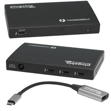 Imagem de Plugable Hub Thunderbolt 4, design de hub USB-C 4 em 1, inclui adaptador USB-C para HDMI 4K, carregamento de laptop de 60 W, compatível com laptops Mac e Windows com USB-C, Thunderbolt 3 ou 4 ou USB 4