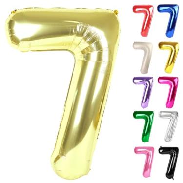 Imagem de Champagne Gold Number 7 Balloon 40 Inch, White Gold 7 Balloon Number, 7th Birthday Decorations, Light Gold Party Supplies for Boys Girls
