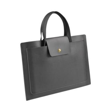 Imagem de Colaxi Pasta de negócios Bolsa para laptop de 13/14 polegadas Bolsa com fecho de pressão Alça superior Pasta de trabalho Bolsa Laptop Bolsa para notebook de, Preto