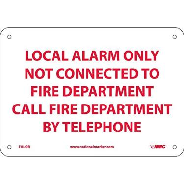 Imagem de NMC Alarme local FALOR SOMENTE - NÃO conectado ao departamento de bombeiros - Ligue para o departamento de bombeiros por placa telefônica - Placa de segurança contra incêndio de 25,4 cm x 17,8 cm
