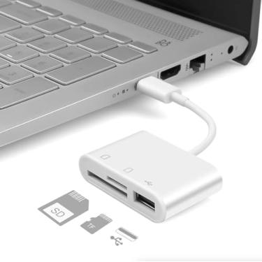 Imagem de Leitor de cartão USB C para SD, adaptador de cartão SD com portas SD MicroSD USB 3, leitor de cartão de memória USBC para iPhone 15 Pro Max, iPad Pro/Air/Mini, Mac, MacBook Pro/Air e mais dispositivos