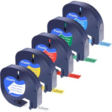 Imagem de OGOUGUAN Fita de etiqueta de substituição compatível com DYMO LetraTag Fita de etiqueta de plástico compatível com LetraTag LT-100H LT-100T QX50 200B 2000, 91331 91332 91333 91334 91335 etiqueta, 12