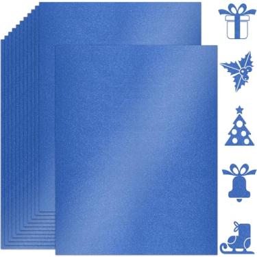 Imagem de Twavang 25 folhas de papel cartolina azul royal brilhante 21 x 28 cm, 250 gsm/42 kg, papel perolado dupla face para álbuns, convites, impressão e cartões DIY