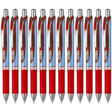 Imagem de Pentel Energel BLN75 Caneta esferográfica retrátil de tinta gel, 0,5 mm, vermelha, pacote com 12