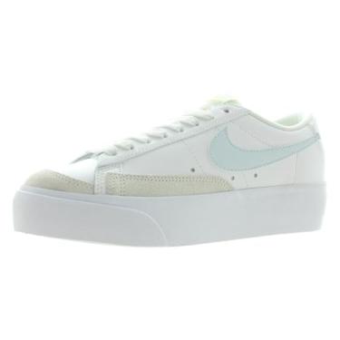 Imagem de Nike Blazer feminino plataforma baixa DJ0292-112 Tênis 'Blue Tint/Lemon-Twist', Branco, 39
