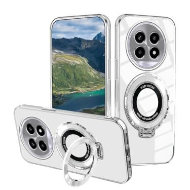 Imagem de Wousunly Capa protetora compatível com Honor Magic 7 Pro, silicone transparente com suporte magnético, à prova de choque e fácil de limpar