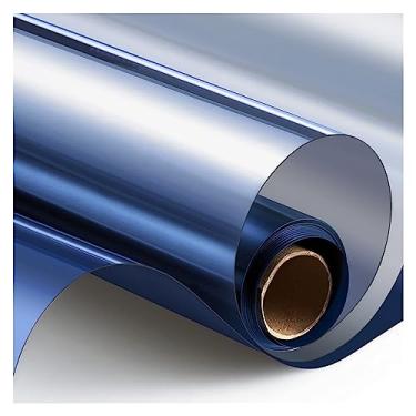 Imagem de Aplicação de película de janela unidirecional, película de vidro refletiva antirreflexo, privacidade, controle de calor unidirecional, adesivos bloqueadores solares para casa, escritório (azul, 50 x