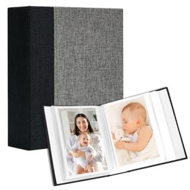 Imagem de Hiwhy Álbum de Fotos de Linho 4X6, 2 Pacotes, Cada Um com Capa Dura, Pequeno Encarte, Álbuns de Fotos de Estante para 52 Fotos, Ideal para Crianças, Casamento, Viagem, Preto