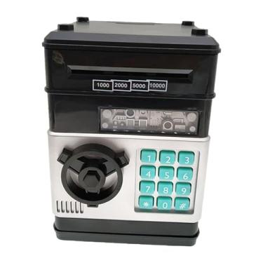 Imagem de simhoa Cofrinho atm pequeno pote de dinheiro, criativo, banco de dinheiro eletrônico, brinquedo educativo para crianças de 3 4 5 6 7 8 presente de feriado, Preto