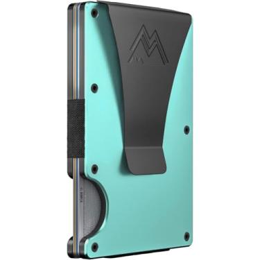 Imagem de Carteira masculina minimalista Mountain Voyage, fina, resistente a arranhões, porta-cartões de crédito e clipe para dinheiro, dinheiro e cartões facilmente removíveis, carteiras masculinas (verde