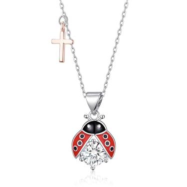 Imagem de TALYKONG Colar tulipa/lírio do vale/girassol/morango/cardeal/joaninha/cereja presentes para mulheres, Latão, Zircônia cúbica