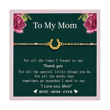 Imagem de AINILOVE Pulseiras de ferradura para mulheres, banhado a ouro 14k, pulseira de elos de ferradura de aço inoxidável para mãe, filha, irmã, amiga, cavalo, presentes para amigas, irmãs, amantes de