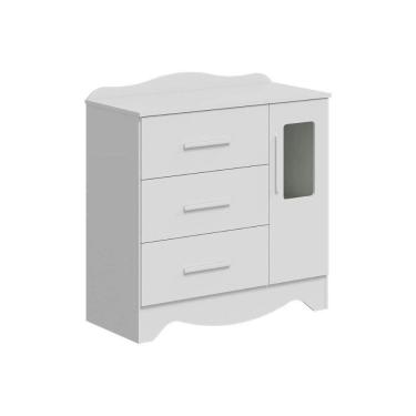 Imagem de Cômoda Bebê Clara C- 1 Porta E C- 3 Gavetas Branco - Peroba