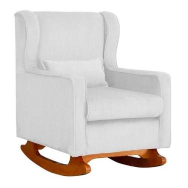 Imagem de Poltrona de Amamentação Balanço Aurora Suede Branco - Vallisa Decor