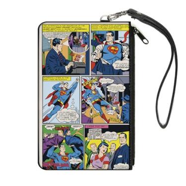 Imagem de Buckle-Down Carteira Superman, bolsa com zíper, blocos retrô de cena cômica Superman Clark Kent, tela, Multicor, LARGE, Casual
