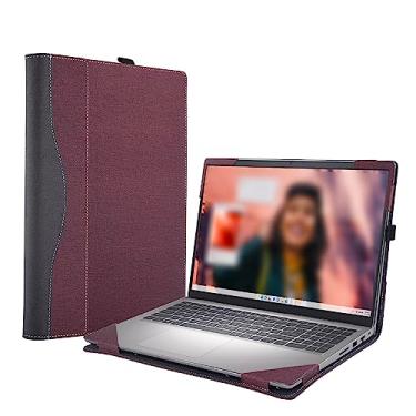 Imagem de Forubar Capa para laptop 2023 para Dell Inspiron 15 3000 3530 3520 3510 3515 3511 e Vostro de 15 polegadas [não outros modelos] Capa protetora de couro PU (vinho tinto)