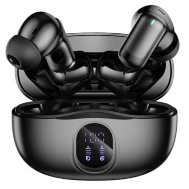 Imagem de Fones de Ouvido Bluetooth Sem Fio 60 Horas de Reprodução Fones de Ouvido Esportivos IPX5 À Prova D'Água Fones de Ouvido de Graves Profundos para iOS Android, Preto