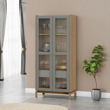 Imagem de Cristaleira 1,80 2 Portas 1 Gaveta Barcelona Oak/Ferrolack