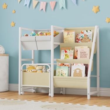 Imagem de J-yaamiZz Estante De Livros Para Crianças De 3 Níveis E Organizador De Brinquedos, Armário De Armazenamento De Brinquedos Com Gaveta Móvel, Estante De Livros Montessori Para Bebês E Crianças Pequena