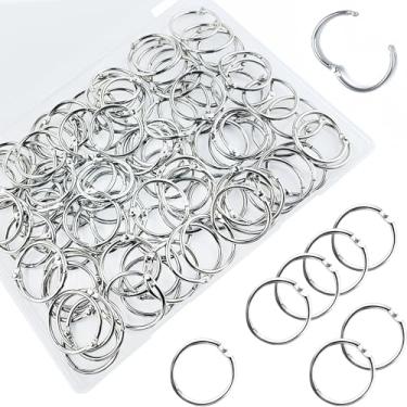 Imagem de 100 peças de fichário 1,18 pol (3 cm), anéis de metal para fichas, fechos de anel para cartões de notas, chaveiro de aço niquelado, anéis de cartão, papel de folha solta, adequado para escolas,