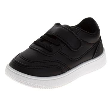 Imagem de Josmo Tênis infantil casual para meninas e meninos – Tênis esportivo de corrida com fecho de alça leve (tamanhos de 5 a 10 crianças), Preto, 19