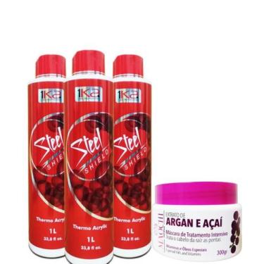 Imagem de Combo Alisamento Capilar Escova Progressiva Steel + Creme - 1ka Hair P