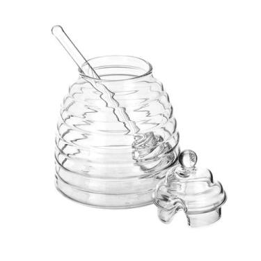 Imagem de Meleira Colmeia Vidro Transparente Incolor Borossilicato Dispenser Par