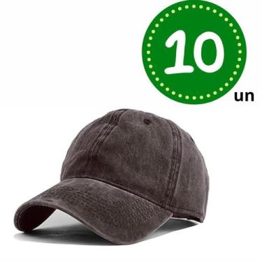 Imagem de Kit 10 Bonés Sarja de Beisebol Liso Aba Curva Esportivo Unissex Para C