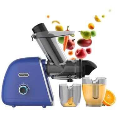 Imagem de Centrifuga de Frutas de Prensa Fria com Vários Filtros, Fácil de Limpar e Calha de Alimentação Larga, 110V 150W, Prontogoods, Azul