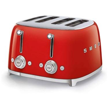 Imagem de Torradeira Elétrica de 4 Fatias em Aço Inoxidável, 110V 1800W, Smeg 50s Retro, Vermelha