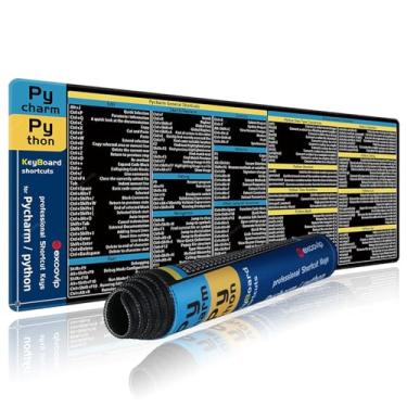 Imagem de exco Mouse pad de atalho vip para Pycharm+Python, 79,8 x 29,7 x 0,2 cm, folha de referências, grande, mousepad para PC, escritório, planilha, teclado, atalho, mouse pad com borda costurada