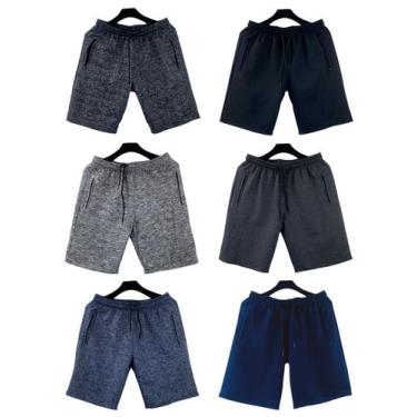 Imagem de kit 6 bermudas moletom masculino adulto bolsos lateral com ziper - f.g