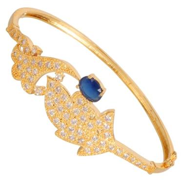 Imagem de Touchstone Impressão indiana Bollywood atraente princesa escolha zircônia cúbica CZs designer joias articuladas pulseira em tom dourado ou branco para mulheres., Sem pedras preciosas