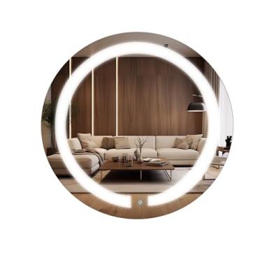 Imagem de Espelho Redondo 50cm Iluminado Decorativo Com 3 Leds Touch Screen