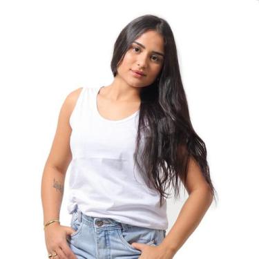 Imagem de Camiseta Cavada Regata Feminina Algodão Leve  - TechMalhas, Branco, P