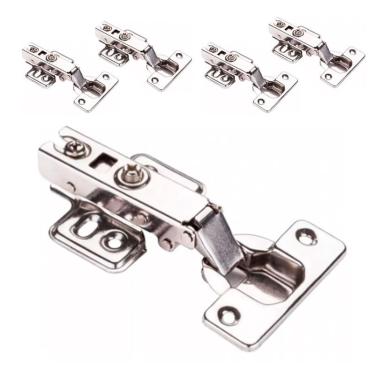Imagem de Kit 05 Dobradiças Reta Aço Inox 35mm Para Armário Porta