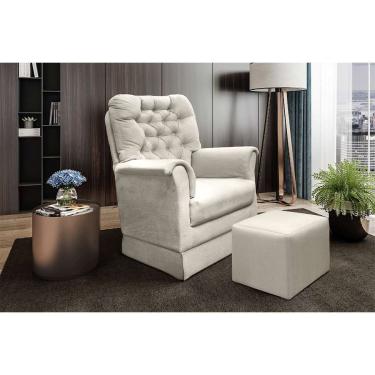 Imagem de Poltrona para Amamentação Balanço com Puff Agatha Suede Bege Claro