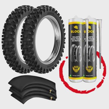 Imagem de Kit Par Pneu Crf250 Xr250 Lander Tenere 80/100-21 + 110/100-18 Rw33 Rinaldi + Camara + Selante