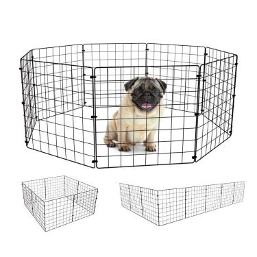 Imagem de Cercadinho Móvel para Cachorro Gato Filhote Pequeno Porquinho da Índia 8 Telas Aramadas 40x40 Preto