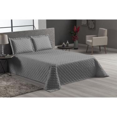 Imagem de Cobre Leito Cinza Matelado Cama Casal Queen 3 Peças