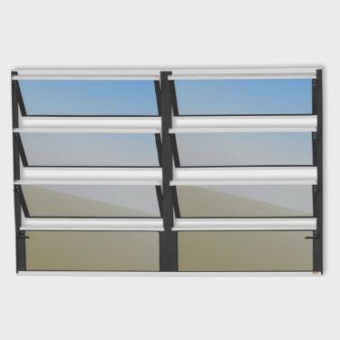 Imagem de Janela de Alumínio Basculante 2 Seções 80x200cm Vidro Espelhado Plus Brimak