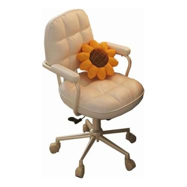 Imagem de UINGBPXT Cadeira de trabalho giratória de couro cadeira de escritório com rodas e apoios de braços cadeira executiva para quarto de estudo e escritório experiência confortável