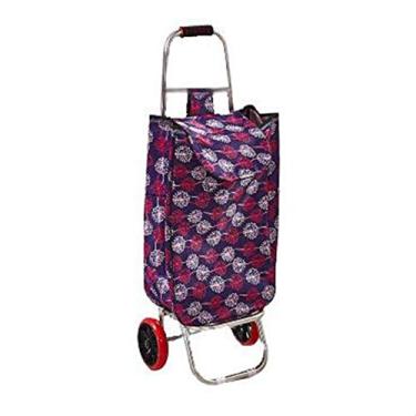 Imagem de YGCBL Carrinhos de mão portáteis multifuncionais, carrinho de compras, tubo de aço dobrável, tecido Oxford, impermeável, resistente ao desgaste, leve, roda de poliuretano, rolamento de 30 kg, 4 cores